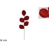 Addobbo Stelo Foglie Di Velluto 64Cm Rosso