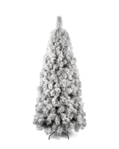 Albero Di Natale Bianco Innevato Montana Slim 210 Cm |