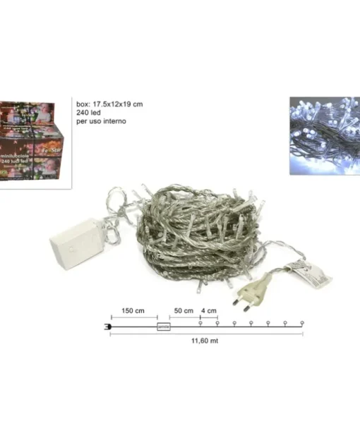 Catena 240 Luci Minilucciole Led Luce Bianca Per Albero Di Natale 11.60 Mt
