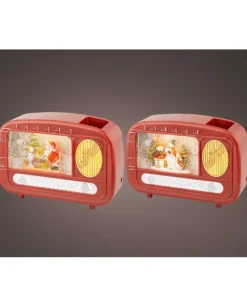 Decoro Radio Con Scenetta In Acqua Con Neve Led
