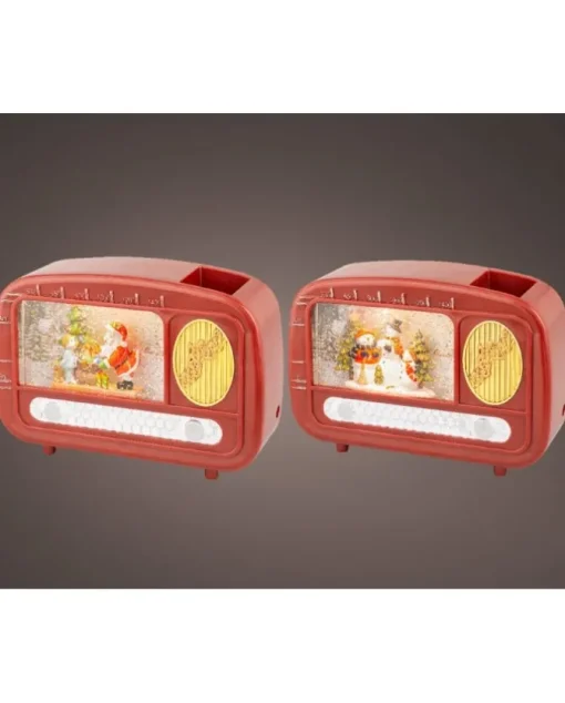Decoro Radio Con Scenetta In Acqua Con Neve Led