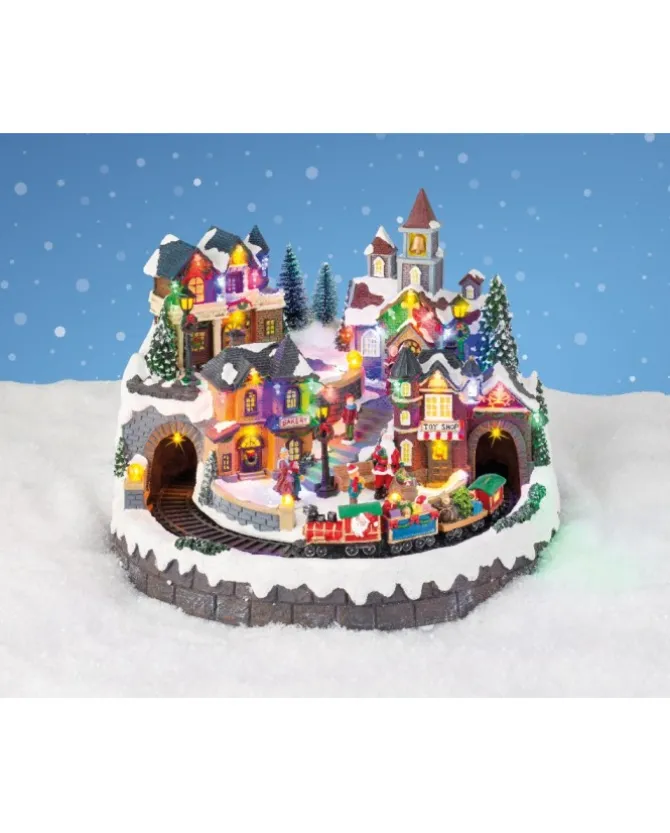 Giostrina, Villaggio, Paesaggio Con Treno In Movimento, Suoni E Luci