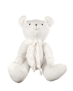 Orsetto Di Velluto 40Cm Bianco Per Decorazioni Di Natale