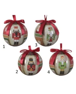 Pallina Decoro Schiaccianoci In 4 Varianti Diametro 8 Cm