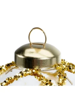 Pallina In Vetro Trasparente Con Decoro Dlitter Oro 3Ass