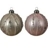 Pallina Sfera Di Vetro Decorata Colori Assortiti 80Mm 3Pz Per Albero Di Natale