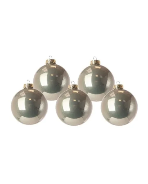Pallina Sfera Di Vetro Liscia Platino 60Mm Box 36Pz Per Albero Di Natale