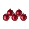 Pallina Sfera Di Vetro Liscia Rossa 60Mm 6Pz Per Albero Di Natale