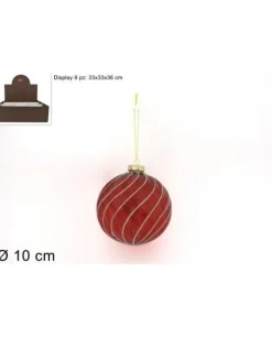 Pallina Sfera Di Vetro Rossa O10Cm Per Albero Di Natale 1Pz