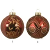 Pallina Sfera In Vetro Rosso Scuro Con Litter Oro 8 Cm