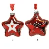 Palline Stelle Di Vetro Decorate 80Mm 2 Modelli 2Pz Per Albero Di Natale