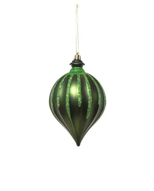 Pendente Tondo Di Vetro 15Cm Verde Per Albero Di Natale