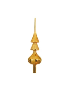 Puntale Per Albero In Vetro Color Oro Glitter Scintillante 34 Cm