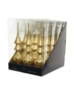 Puntale Per Albero In Vetro Color Oro Glitter Scintillante 34 Cm