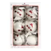 1Pz Pallina Di Vetro Decorata A Mano Bianco Lucido 80Mm