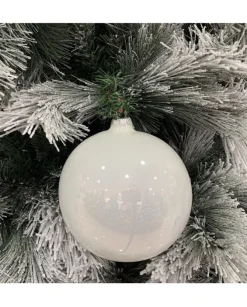 1Pz Pallina Sfera Di Vetro Liscia Bianco Lucido 80Mm