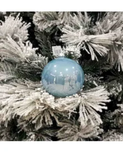 1Pz Pallina Sfera Di Vetro Liscia 100Mm Per Albero Di Natale Azzurro