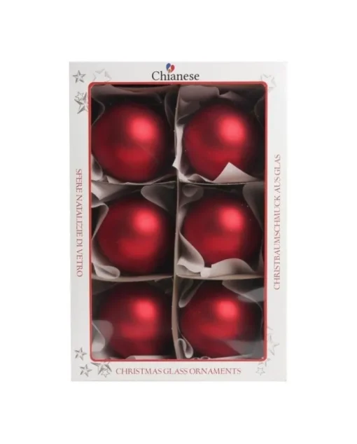 1Pz Pallina Sfera Di Vetro Liscia Rosso Opaco 80Mm