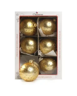 1Pz Pallina Sfera Di Vetro Decorata A Mano Oro 80Mm