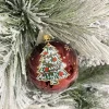 1Pz Sfera In Vetro Decorata A Mano Bourdeaux