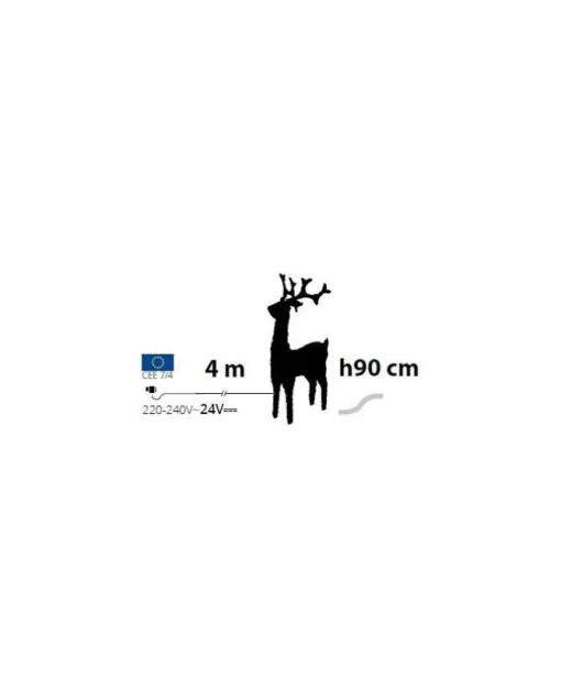 Renna Di Cristalli Acrilico 200 Led Bianco Caldo 3D