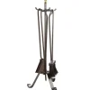 Set Di 4 Accessori Scopa Paletta Pinza Attizzatore Per Camino Con Pomello