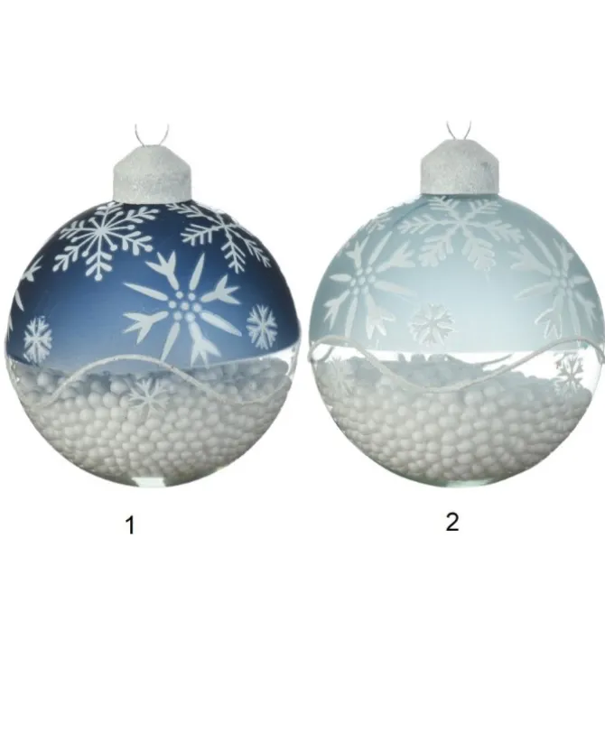 Sfera Pallina In Vetro Decorato Con Effetto Neve All'Interno 8 Cm