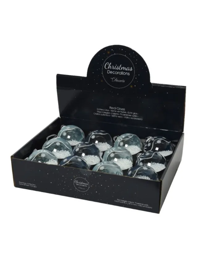Sfera Pallina In Vetro Decorato Con Effetto Neve All'Interno 8 Cm