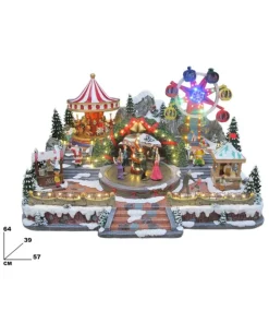 Villaggio Giostrina Di Natale Con Luci Suoni E Movumenti 64X57X39 Cm